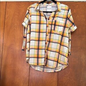 New York Laundry Yellow and Blue Blouse Relaxed Fit Q-21